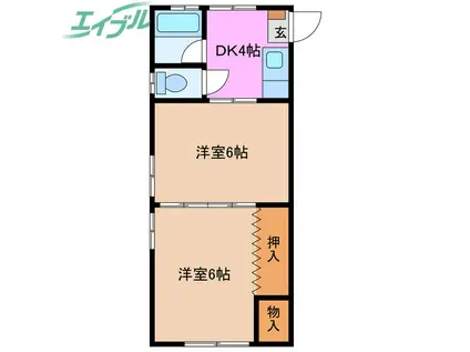 ラ・エスペランサ(2K/2階)の間取り写真