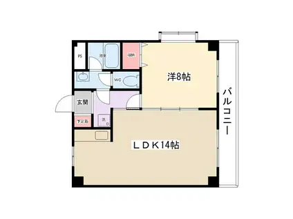 ルミエール北里(1LDK/4階)の間取り写真