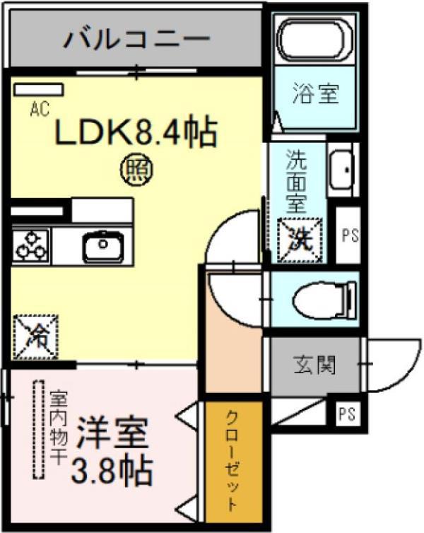 THE CROSS(1LDK/2階)の間取り写真