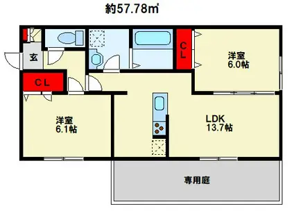 VIVABLE PALAIS(2LDK/3階)の間取り写真