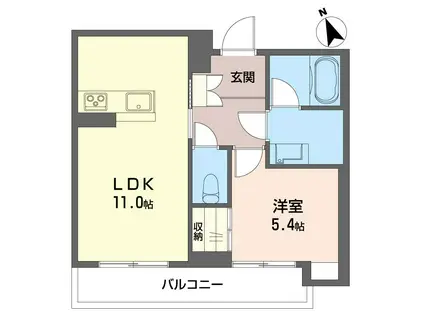 ジ ワン 今泉(1LDK/1階)の間取り写真