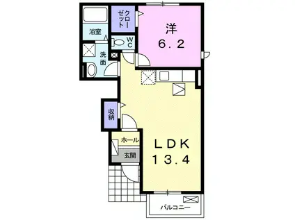 アイズ ガーデンA 1LDK(1LDK/1階)の間取り写真