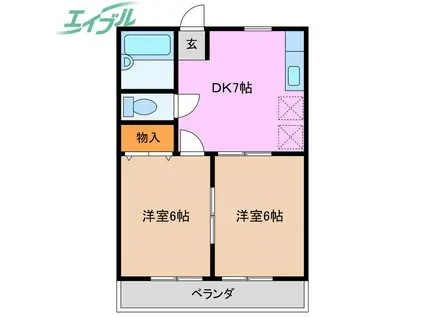 コーポエフ(2DK/1階)の間取り写真