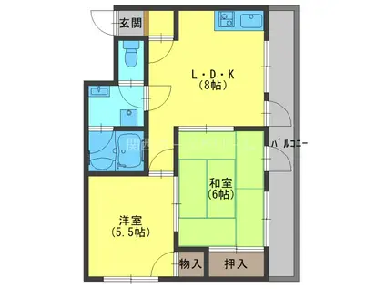 レスターテII(2LDK/3階)の間取り写真