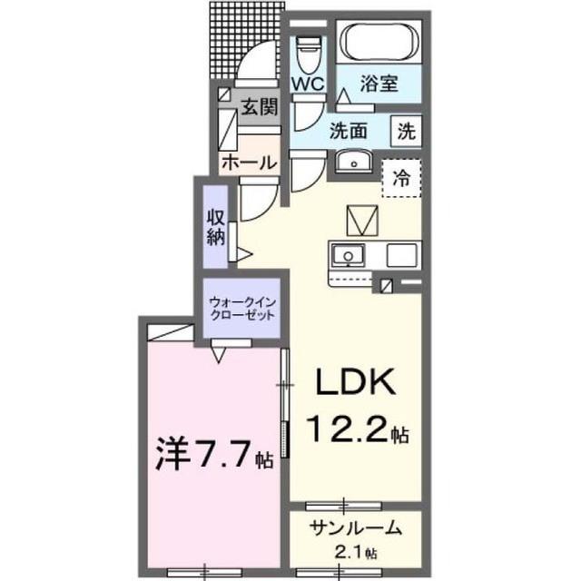 ミースI(1LDK/1階)の間取り写真