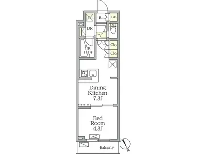 アジールコート後楽園(1DK/3階)の間取り写真