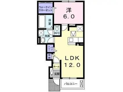 ソラリスI(1LDK/1階)の間取り写真