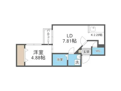 ディスティーノレジデンシア(1LDK/4階)の間取り写真