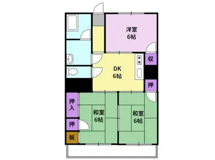 古賀第1ビル(3DK/3階)の間取り写真