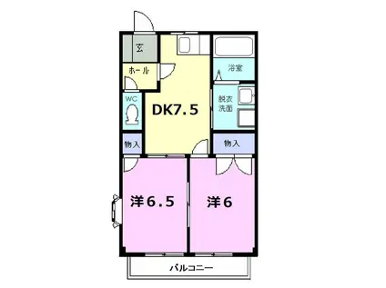 プレスティージ迎山 I(2DK/1階)の間取り写真