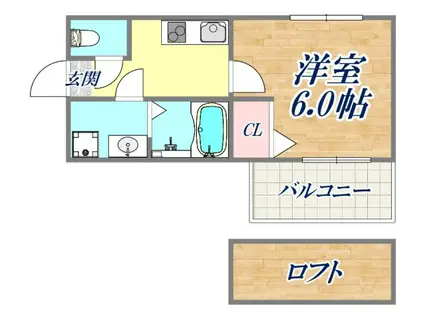 シャトーブリック(1K/2階)の間取り写真