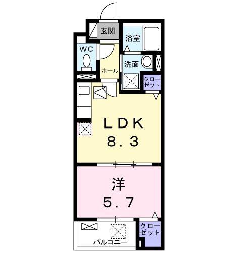 ラナコート(1LDK/1階)の間取り写真