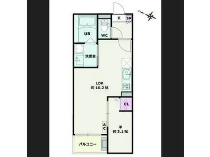 JACK SHINCHI II(1LDK/3階)の間取り写真