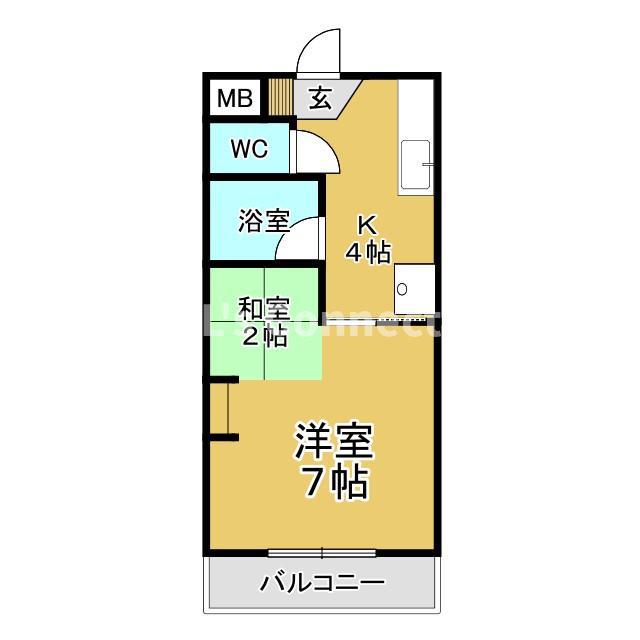 ブランドール八乙女(1K/4階)の間取り写真