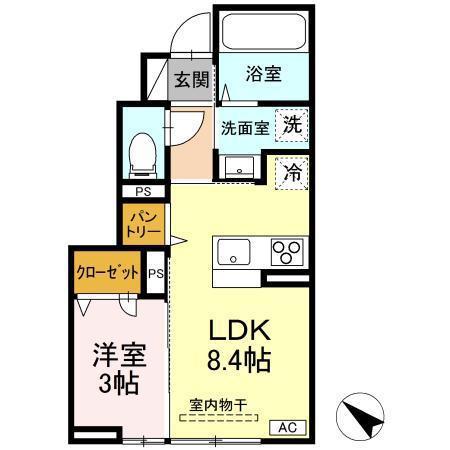 レスア柏崎II(1LDK/1階)の間取り写真