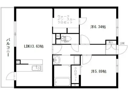 DUNE(2LDK/4階)の間取り写真
