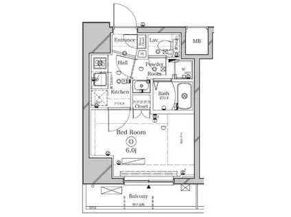 ラフィスタ横浜阪東橋I(1K/6階)の間取り写真