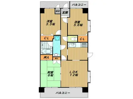 プリオーレ神戸山ノ手(3LDK/5階)の間取り写真