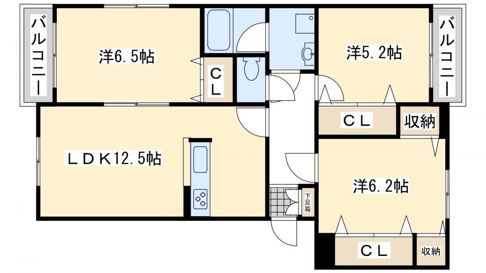 プレステージ桜(3LDK/3階)の間取り写真