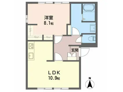 ルミエールB(1LDK/2階)の間取り写真