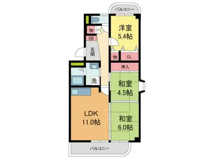 サンセリテ宝塚(3LDK/3階)の間取り写真