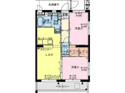 BIJL(2LDK/4階)の間取り写真