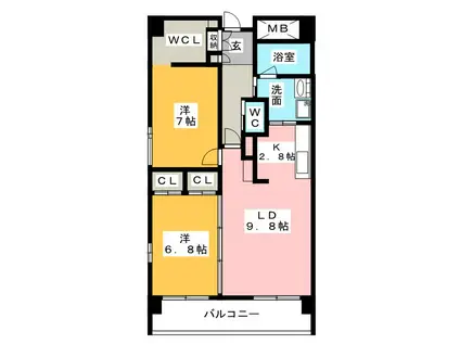 アークステージII(2LDK/4階)の間取り写真