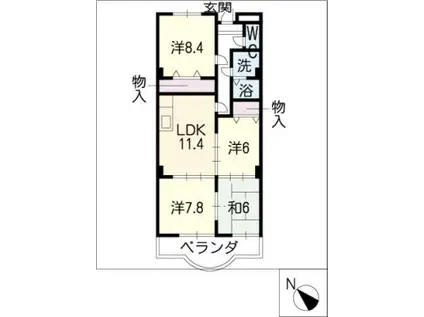 BARI HILLS(4LDK/4階)の間取り写真