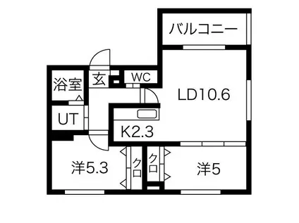 ビンゴファースト(2LDK/5階)の間取り写真