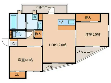 トライコード香椎駅東(2LDK/3階)の間取り写真