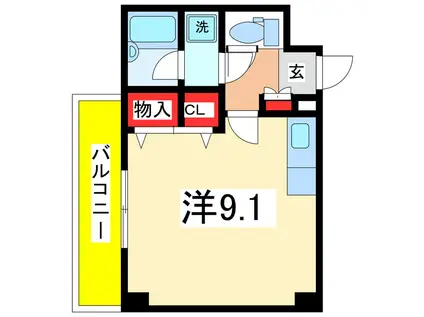 イズミサンリバー川岸(ワンルーム/3階)の間取り写真