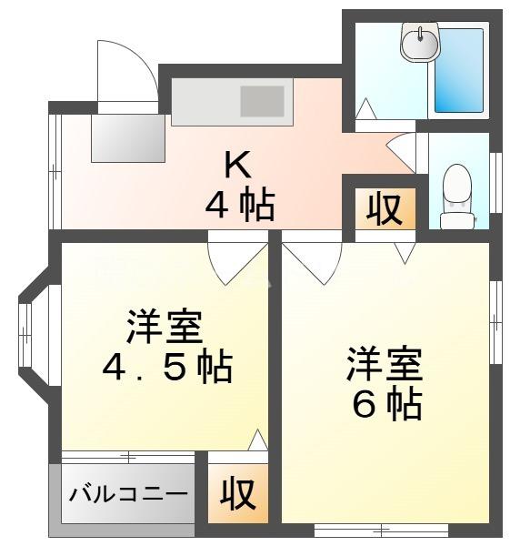 アビタシオン大島(2K/4階)の間取り写真