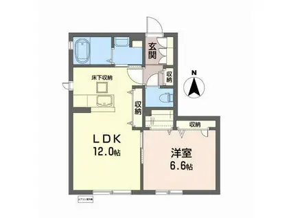 ソレイユ福住(1LDK/1階)の間取り写真