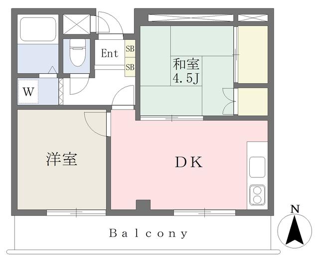 タカラ峰ハイツB棟(2DK/3階)の間取り写真