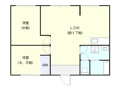 モンステラ鴨川(2LDK/2階)の間取り写真