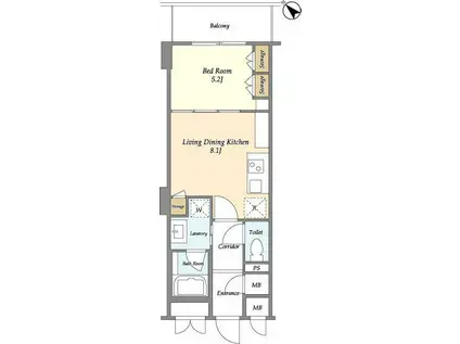 NIFIT日本橋横山町(1LDK/7階)の間取り写真