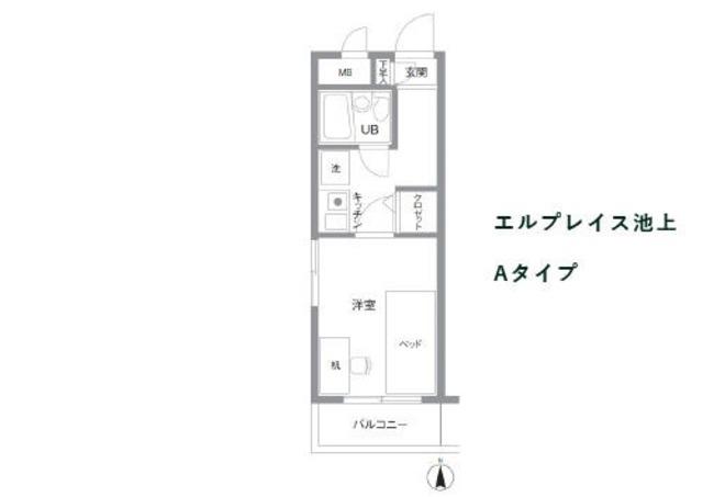 エルプレイス池上(1K/2階)の間取り写真