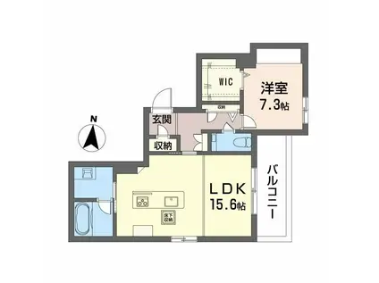 ビィアン アテリア(1LDK/1階)の間取り写真