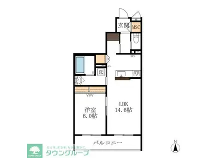 メゾン天白公園東 E棟(1LDK/4階)の間取り写真