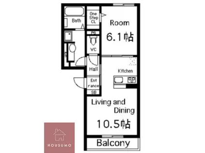 エストドミール東中浜(1LDK/3階)の間取り写真