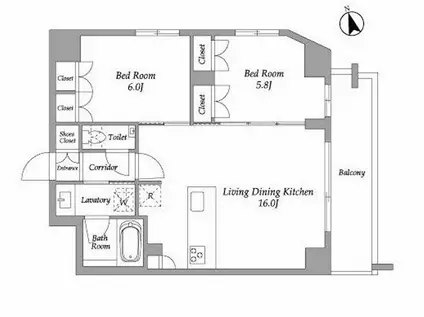 ENETIAL代官山(2LDK/7階)の間取り写真