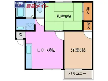 MA・MAISONII(2LDK/2階)の間取り写真