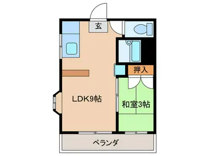 パールハイツ(1LDK/2階)の間取り写真