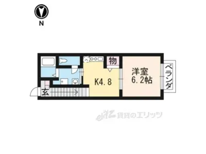 カーサ ディ カメリア(1DK/2階)の間取り写真