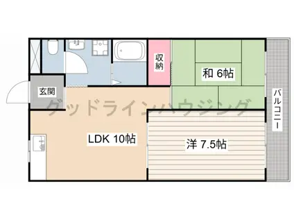 サニーハイム東出口(2LDK/4階)の間取り写真