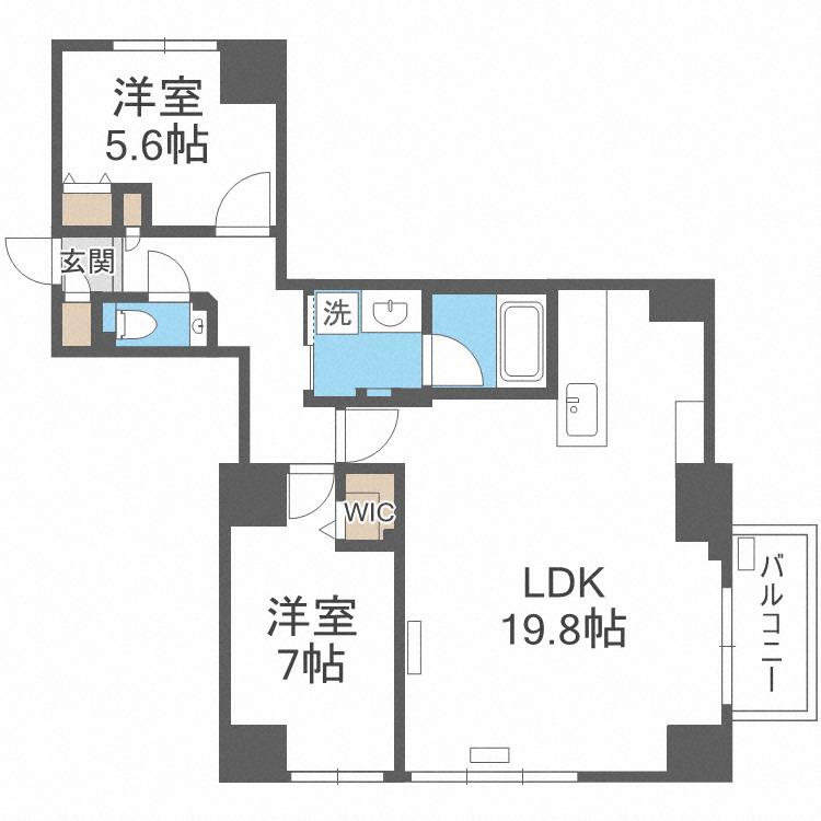 ラ・クラッセ札幌大通サウスシティ(3LDK/8階)の間取り写真