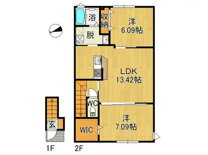 SEED COTTON A(2LDK/2階)の間取り写真