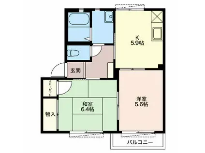 グランドソレーユA(2K/2階)の間取り写真