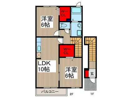 ローレル(2LDK/2階)の間取り写真