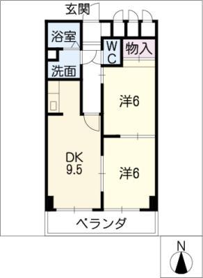 ロイヤルハイツ平針(2DK/15階)の間取り写真